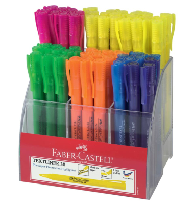Textmarker 158109, Display (54 # im Aufsteller), farbig sortiert (Stifte)/transparent (Aufsteller), 1-4mm Keilspitze