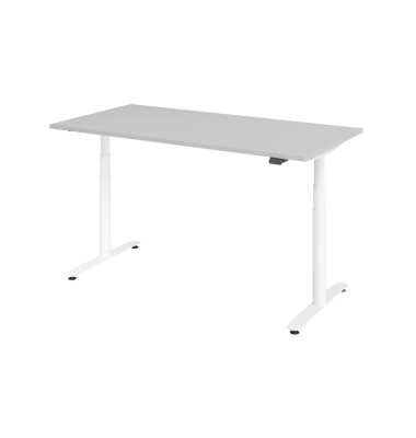 Schreibtisch, rechteckig, grau / silber