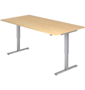Schreibtisch, rechteckig, ahorn / silber