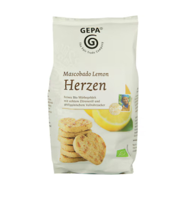 Bio Keks Mascobado Lemon Herzen, 125g