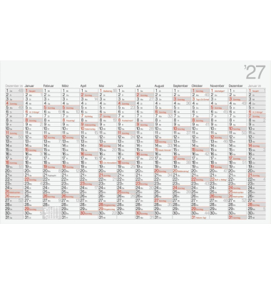 Wandkalender 70-33 670 007, 14 Monate / 1 Seite, 