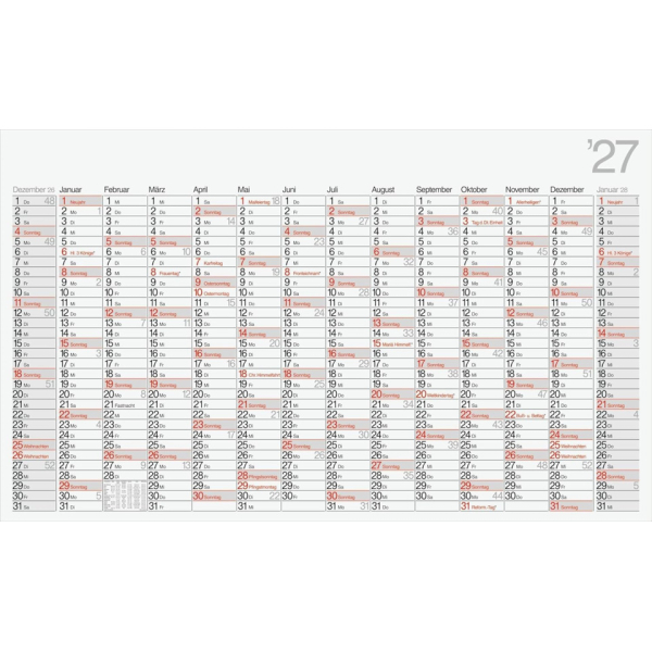 5 x Rido Wandkalender Modell Office II 114x68,5cm 1 Seite = 14 Monate