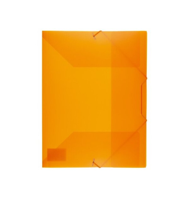 Eckspannmappe K-58190665, A4 transparent orange Polypropylen, mit 3 Einschlagklappen