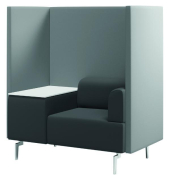 1806-4-1 Be Soft Einzelsitz+ Tisch 125x129x68cmSchwarzGrau