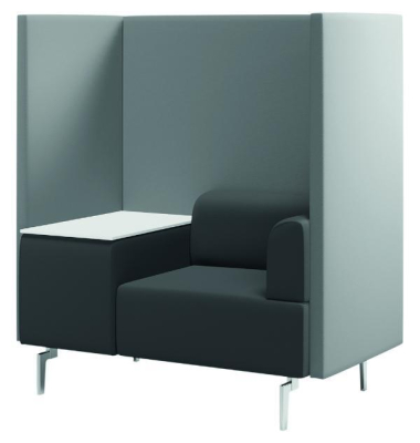 1806-4-1 Be Soft Einzelsitz+ Tisch 125x129x68cmSchwarzGrau
