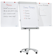 Flipchart PRO Deluxe Mobil, FC81, 67x95cm (BxH), hellgrau, mit Rollen, mit 2 Seitenarmen