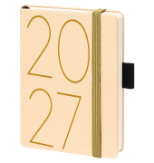 Buchkalender 02-0360, beige/gold, 1 Woche / 2 Seiten, 9x14cm, 2027