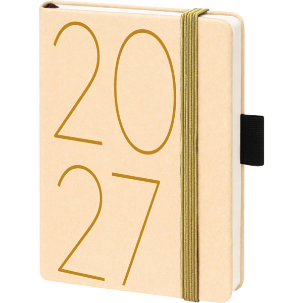 BSB Buchkalender 02-0360, V-Book, beige/gold, 1 Woche / 2 Seiten, 9x14cm, 2027 4000867754425 BSB