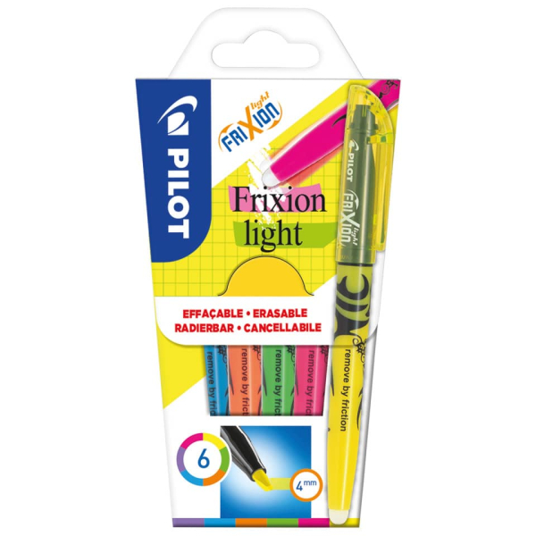 Pilot Textmarker-Set FriXion light, 4136SG6, Etui, 6-farbig sortiert, 1-3,8mm Keilspitze 3131910572565 Pilot 6 Stück