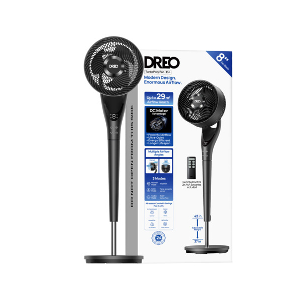 DREO Standventilator TurnoPoly 154 587322 9-stufig grau 0810181282702 DREO