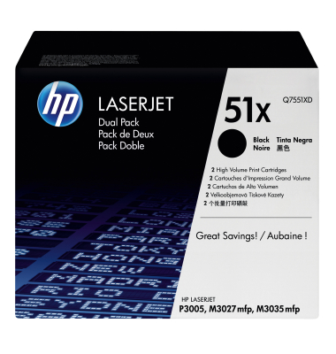 Toner Q7551XD, schwarz, ca. 2 x 13000 Seiten