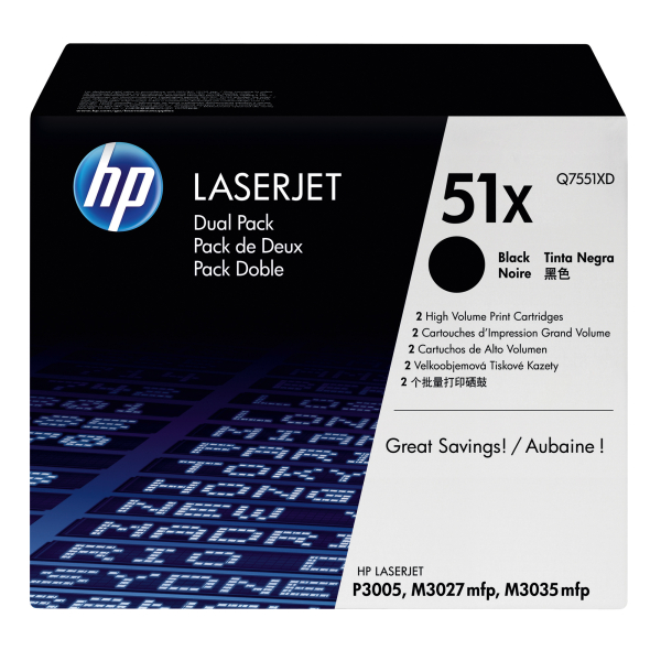 Hewlett Packard (Q7551XD) No 51XD HP51XD 51XD Dual Pack Black Schwarz Cartridge (Q7551XD) (Q7551XD)