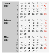 Tischkalender 7038000307, 3 Monate / 1 Seite, 11x18,3cm (BxH), 2027