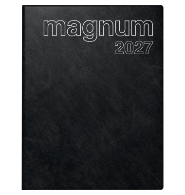 Buchkalender 7027042907, magnum, schwarz, 1 Woche / 2 Seiten, 18,3x24cm, 2027