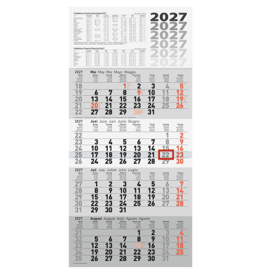Viermonatskalender 7033420007, 4 Monate / 1 Seite, 30x63cm, 2027