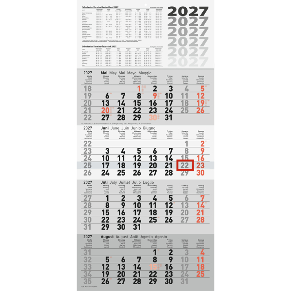 rido/idé Wandkalender 7033420007, 30x63cm (BxH), 2027 4003273795334 rido/idé