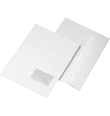 Faltentaschen 30007632, C4, mit Fenster, haftklebend, 120g, wei&szlig;