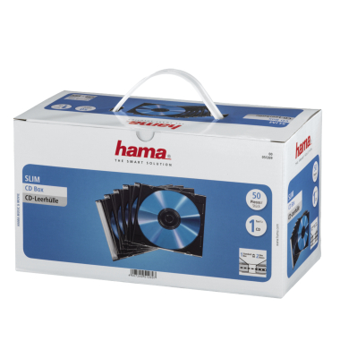 1x50 Hama CD-Leerh&uuml;lle SlimLine Transparent-Schwarz        51269