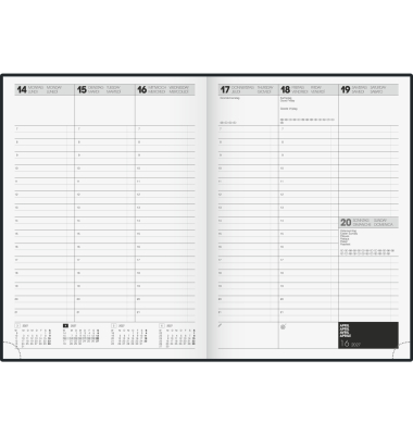 Buchkalender 1078160907, 781, schwarz, 1 Woche / 2 Seiten, 21x29,7cm (A4), 2027