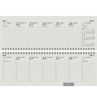Querkalender 5072341807, 1 Woche / 2 Seiten, 29,7x10,5cm (BxH) (quer), 2027