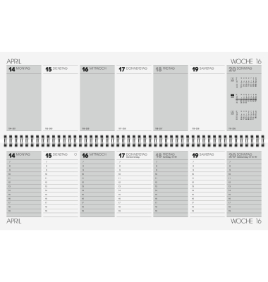 Querkalender 5072921807, 1 Woche / 2 Seiten, 42x13,7cm (BxH), 2027