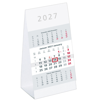 Tischkalender 980-0000, 3 Monate / 1 Seite, 10,5x21cm (BxH), 2027