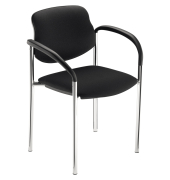 Besucherstuhl STYL ARM, schwarz / chrom, mit Armlehnen, 4-Fu&szlig;-Gestell