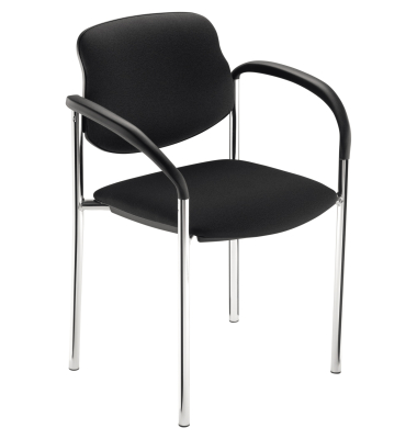 Besucherstuhl STYL ARM, schwarz / chrom, mit Armlehnen, 4-Fu&szlig;-Gestell