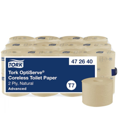 Toilettenpapier OptiServe Coreless 472640, 2-lagig, natur, 820 Blatt/Rolle,