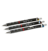 Druckbleistift-Set Tikky, S0801310, H&auml;rte HB, 0,35mm+0,5mm+0,7mm, schwarz, mit Radiergummi