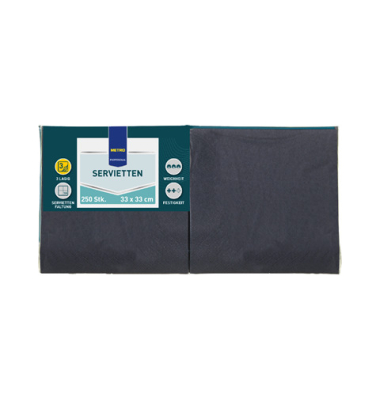 Servietten PROFESSIONAL 68803, schwarz / Uni, 3-lagig, 33x33cm