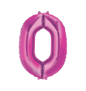 Folienballon Zahl 0 rosa