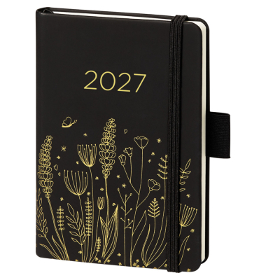 Buchkalender 02-0357, schwarz, 1 Woche / 2 Seiten