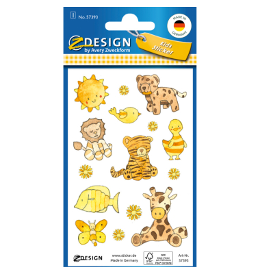 Sticker Tiere gelb