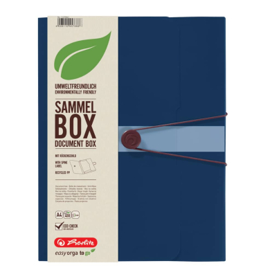 Heftbox easy orga to go green 300000731, A4 dunkelblau, 4cm F&uuml;llh&ouml;he, Polypropylen (PP)