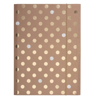 Gummizugmappe Pure Glam 300005233, A4 braun/Gold Karton 120g, f&uuml;r ca. 350 Blatt  (80 g/m&sup2;), mit 3 Einschlagklappen