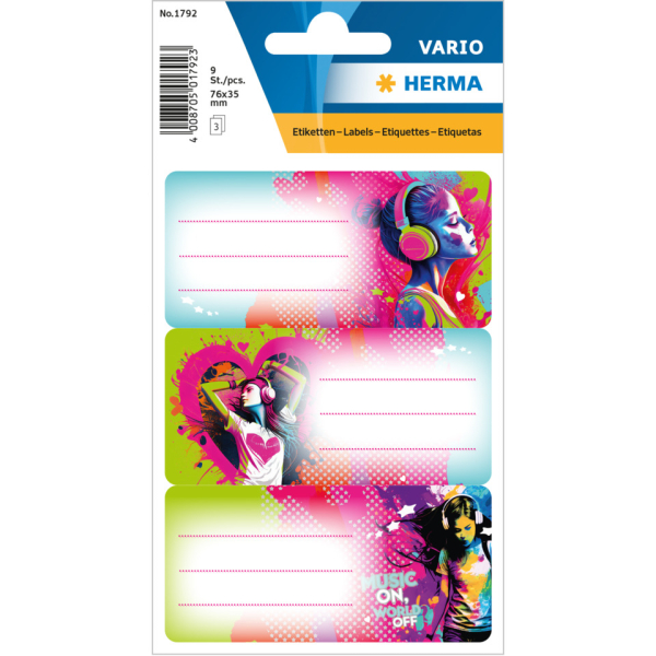 10 Stück Herma Schuletikette Music Girl 4008705017923 Herma