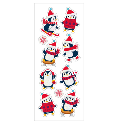 Weihnachtsetikett Pinguine