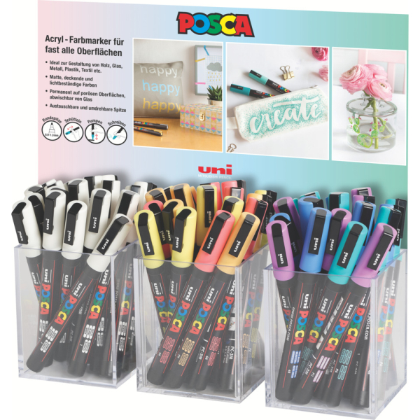 54 Stück uni-ball Pigmentmarker pastell sortiert  uni-ball