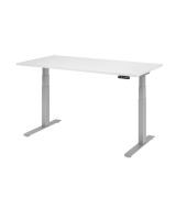 Schreibtisch, rechteckig, wei&szlig; / silber
