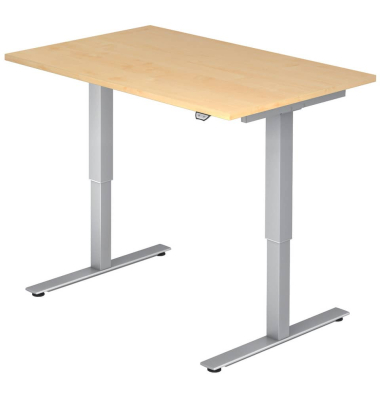 Schreibtisch, rechteckig, ahorn / silber