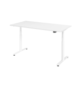 Schreibtisch, rechteckig, wei&szlig; / silber