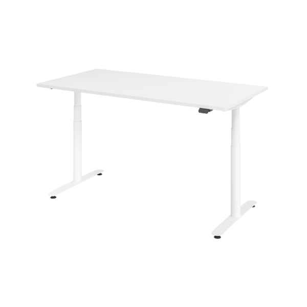 Hammerbacher Schreibtisch, rechteckig, weiß / silber  Hammerbacher