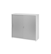 Schiebet&uuml;renschrank MONT.V1753S/W/S/RE, wei&szlig;/silber