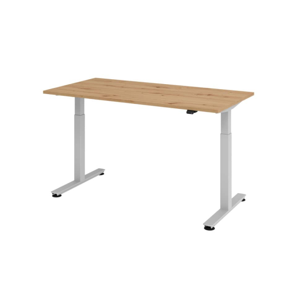 Hammerbacher Schreibtisch, rechteckig, asteiche / silber  Hammerbacher