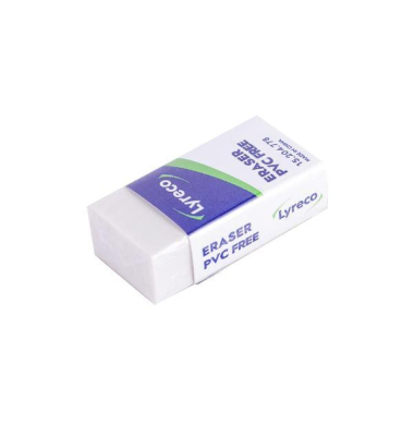 Lyreco Radierer, kurz, Kunststoff PVC-frei, wei&szlig;