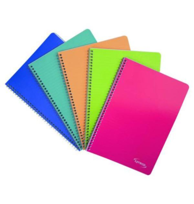Notizbuch 25449, Polycolor, farbig sortiert, A4, liniert, 80g, 50 Blatt / 100 Seiten