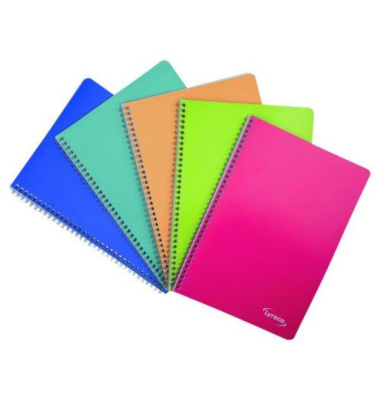 Notizbuch 25451, Lyreco Polycolor - Serie, farbig sortiert, A4, kariert, 80g, 50 Blatt / 100 Seiten