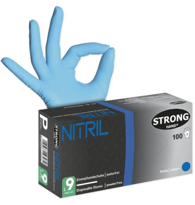 Stronghand 0439 Kowloon Einmalhandschuhe aus Nitril, Gr&ouml;&szlig;e: 7, 100 Paar