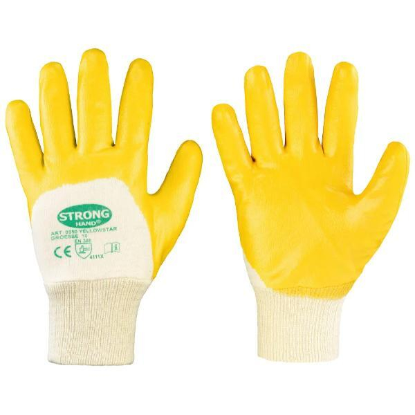 12 Stück Stronghand Montagehandschuhe, natur/gelb 4025888214130 Stronghand